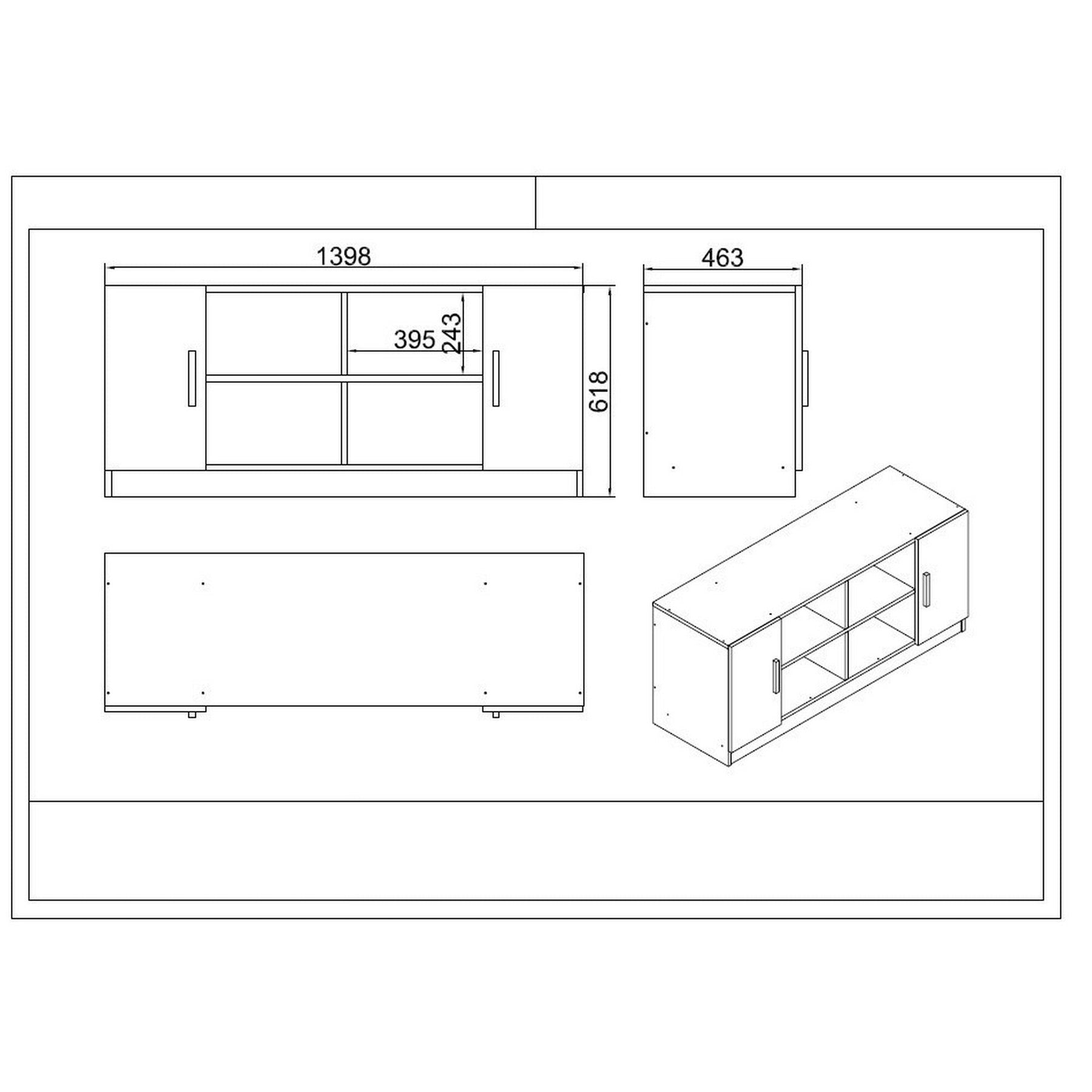 Set mobilier birou VO17 - W, 6 piese, alb, PAL melaminat