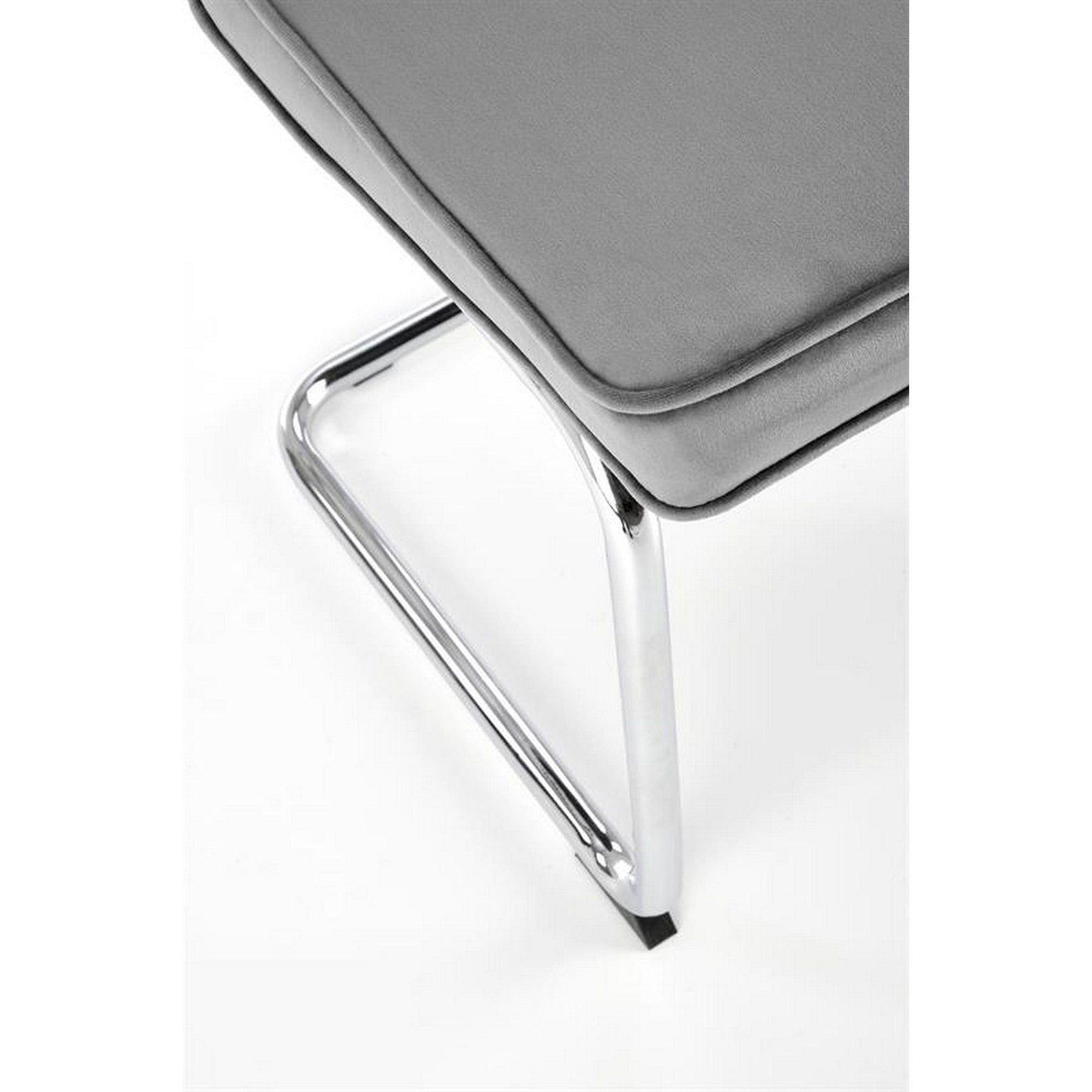 Scaun tapitat K510, gri, stofa catifelata/otel cromat, 49x55x85 cm