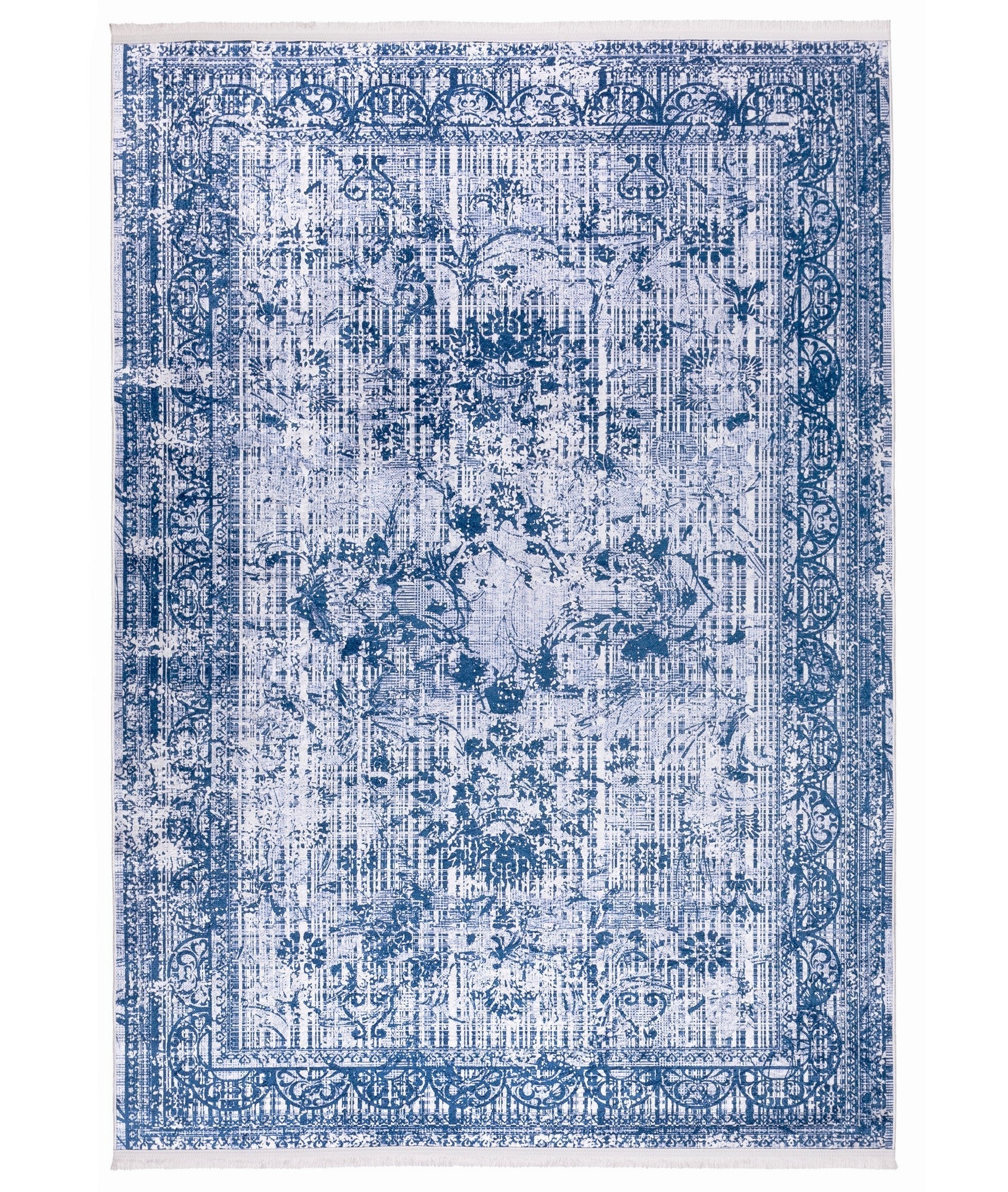 Covor 1321, 80x150 cm, forma dreptunghiulara, tesatura catifelata, albastru