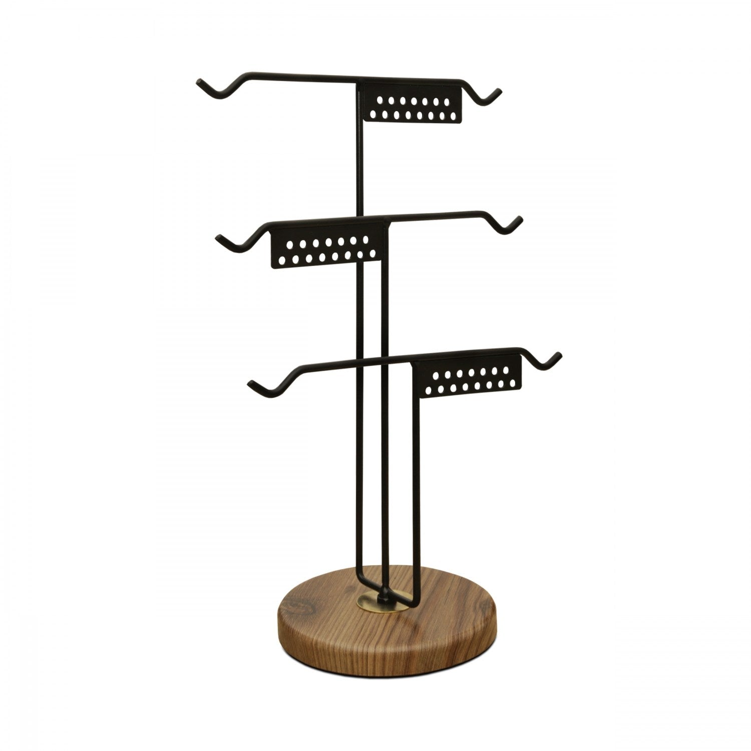 Suport bijuterii 241356, negru/nuc, metal/lemn, 25x39 cm