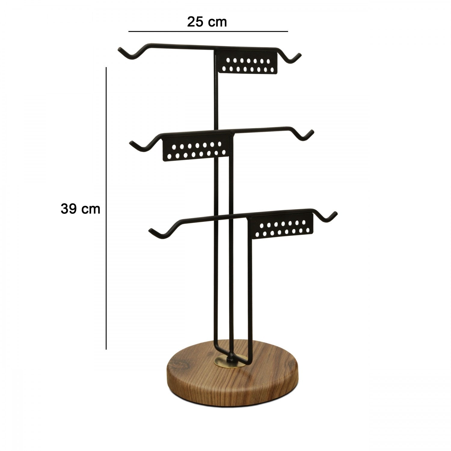Suport bijuterii 241356, negru/nuc, metal/lemn, 25x39 cm