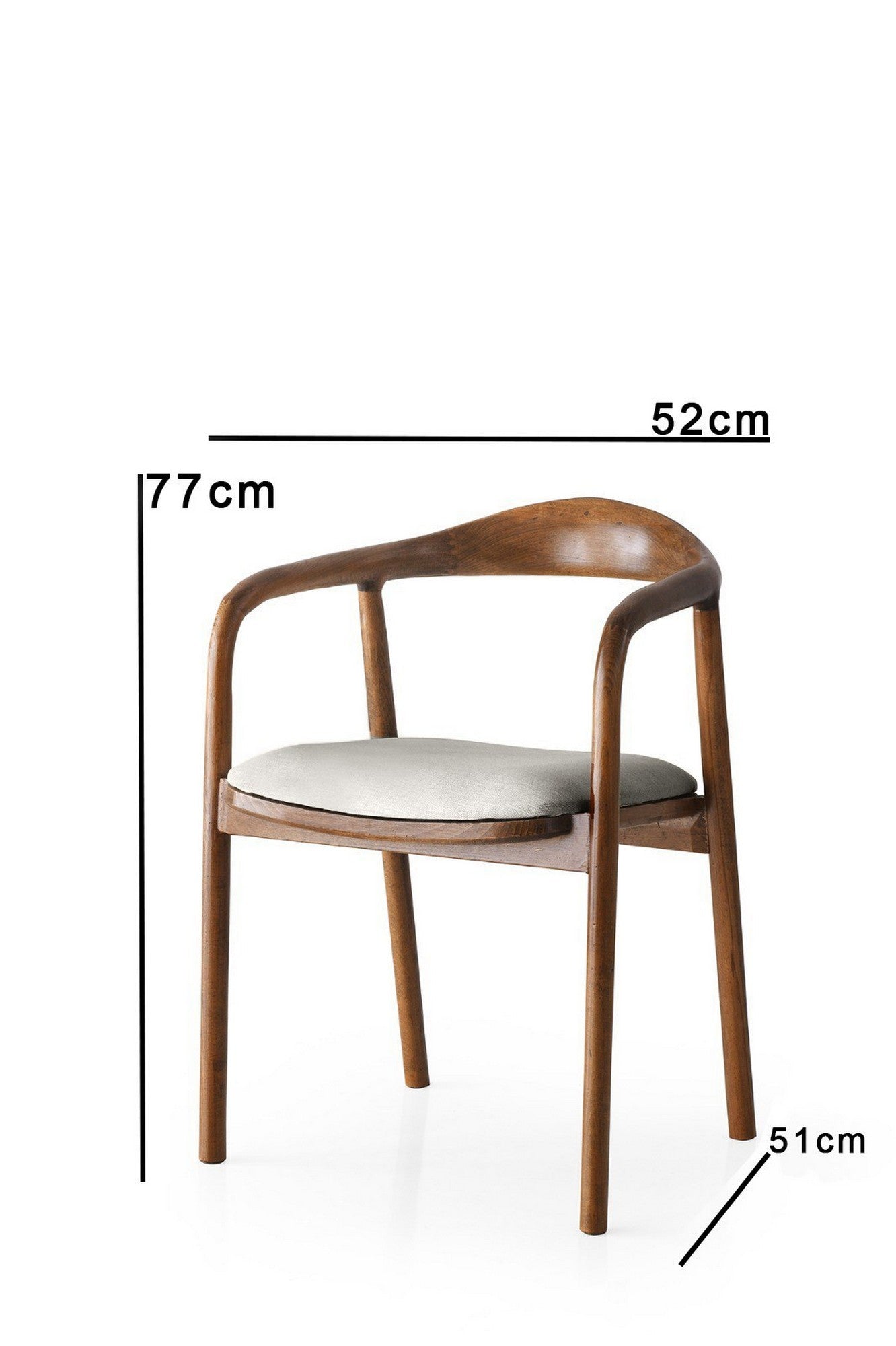 Scaun PA-027, crem/nuc, PAL melaminat, 52x51x77 cm