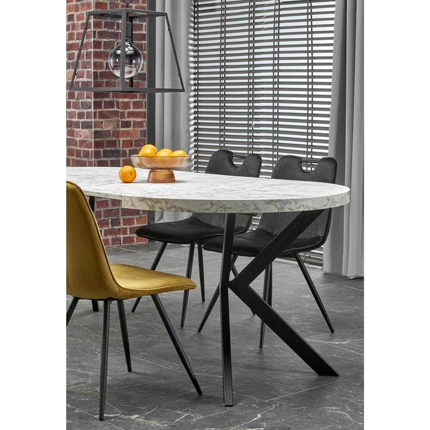 Masa extensibila PERONI, alb/gri/negru, PAL furniruit /otel, 100/250x100x75 cm