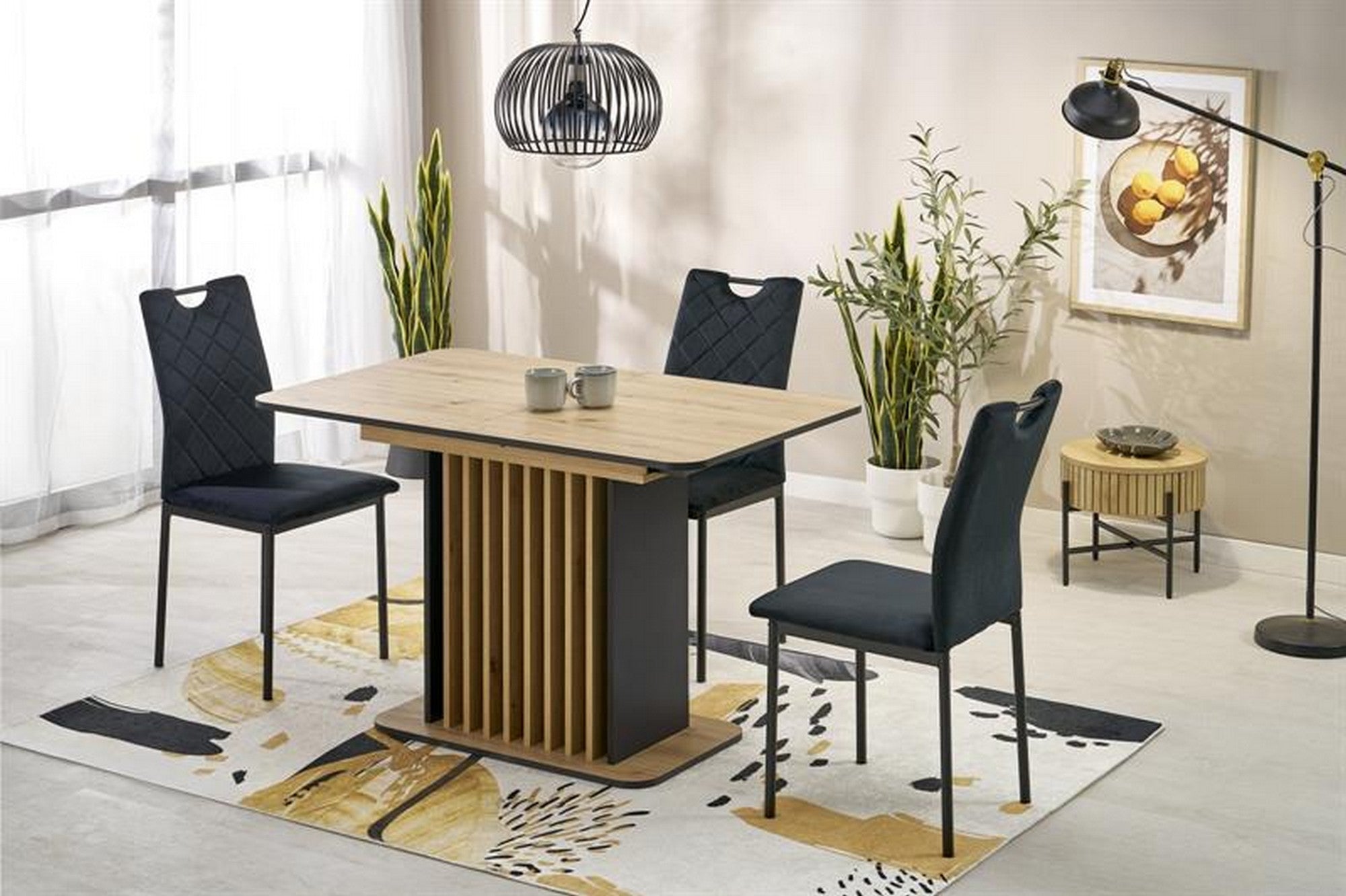 Masa extensibila WILSON, stejar artisan/negru, PAL laminat, 120