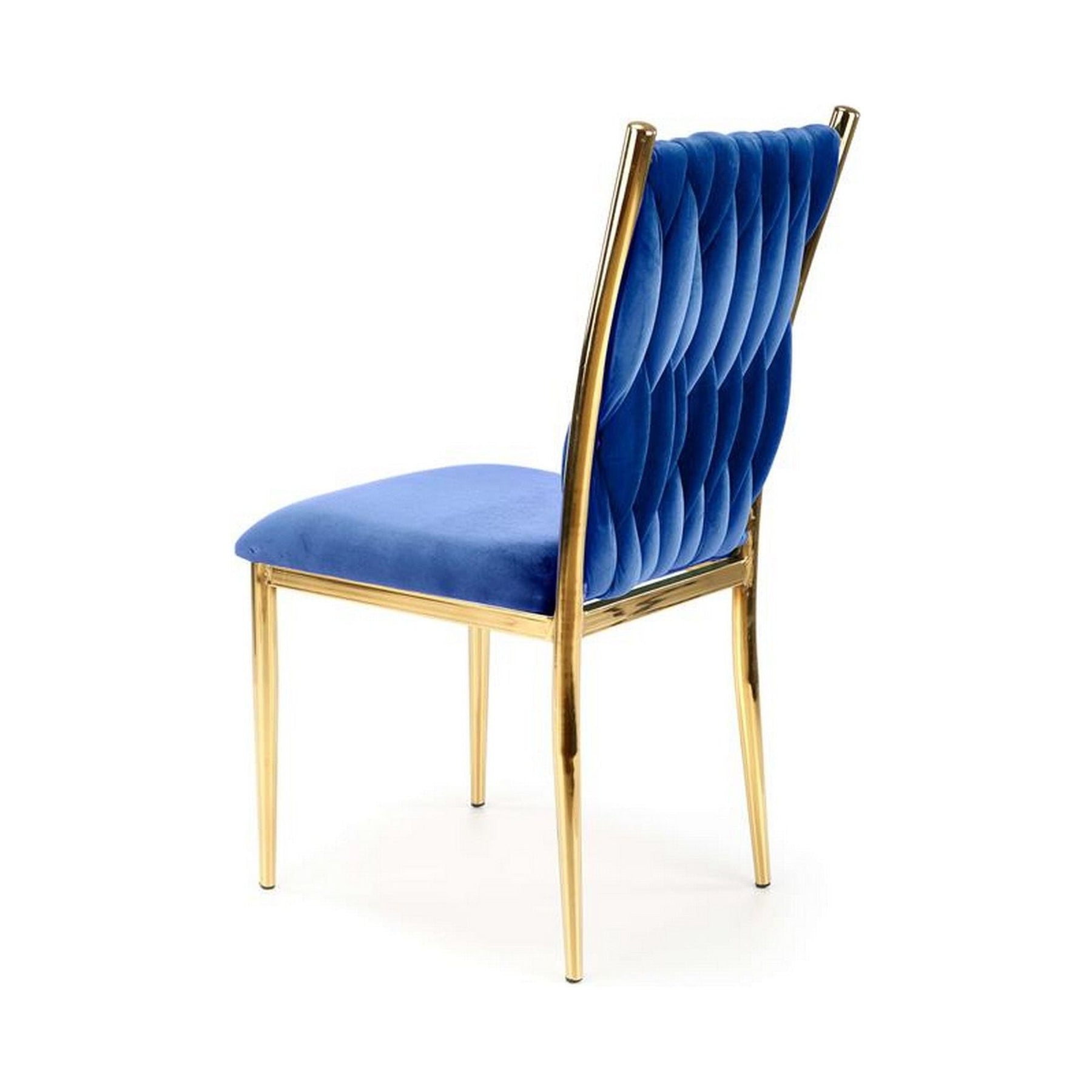 Scaun K436, albastru/auriu, stofa catifelata, 48x55x94 cm