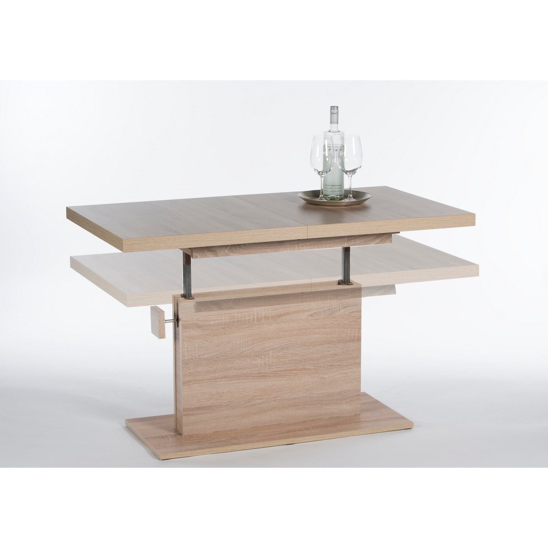 Masuta cafea Monaco, PAL/ABS , stejar sonoma, mecanism de ridicare, 120/160x67x59/76 cm