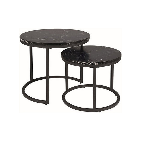 Set 2 masute de cafea AMARO, negru, metal , 53x45/43x35 cm