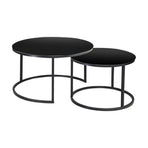 Set 2 masute de cafea ATLANTA D, blat din sticla si furnir/cadru metal negru