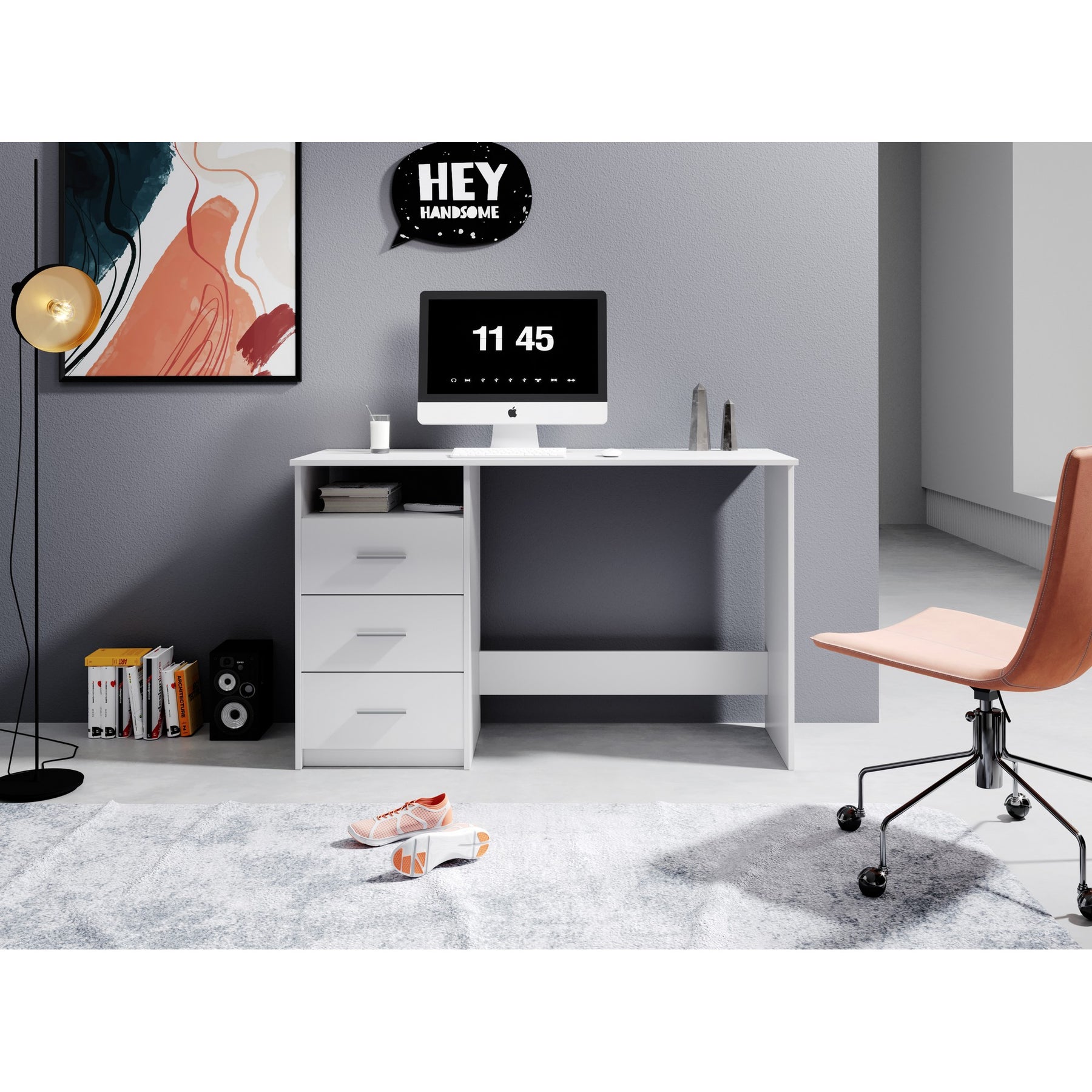 Birou cu sertare Adria, alb, 120x50x76 cm
