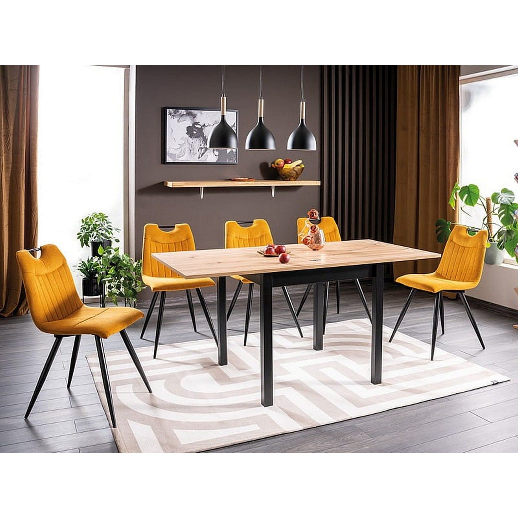 Masa extensibila FLIP, stejar artisan/negru, PAL, 80/160X80X78 cm