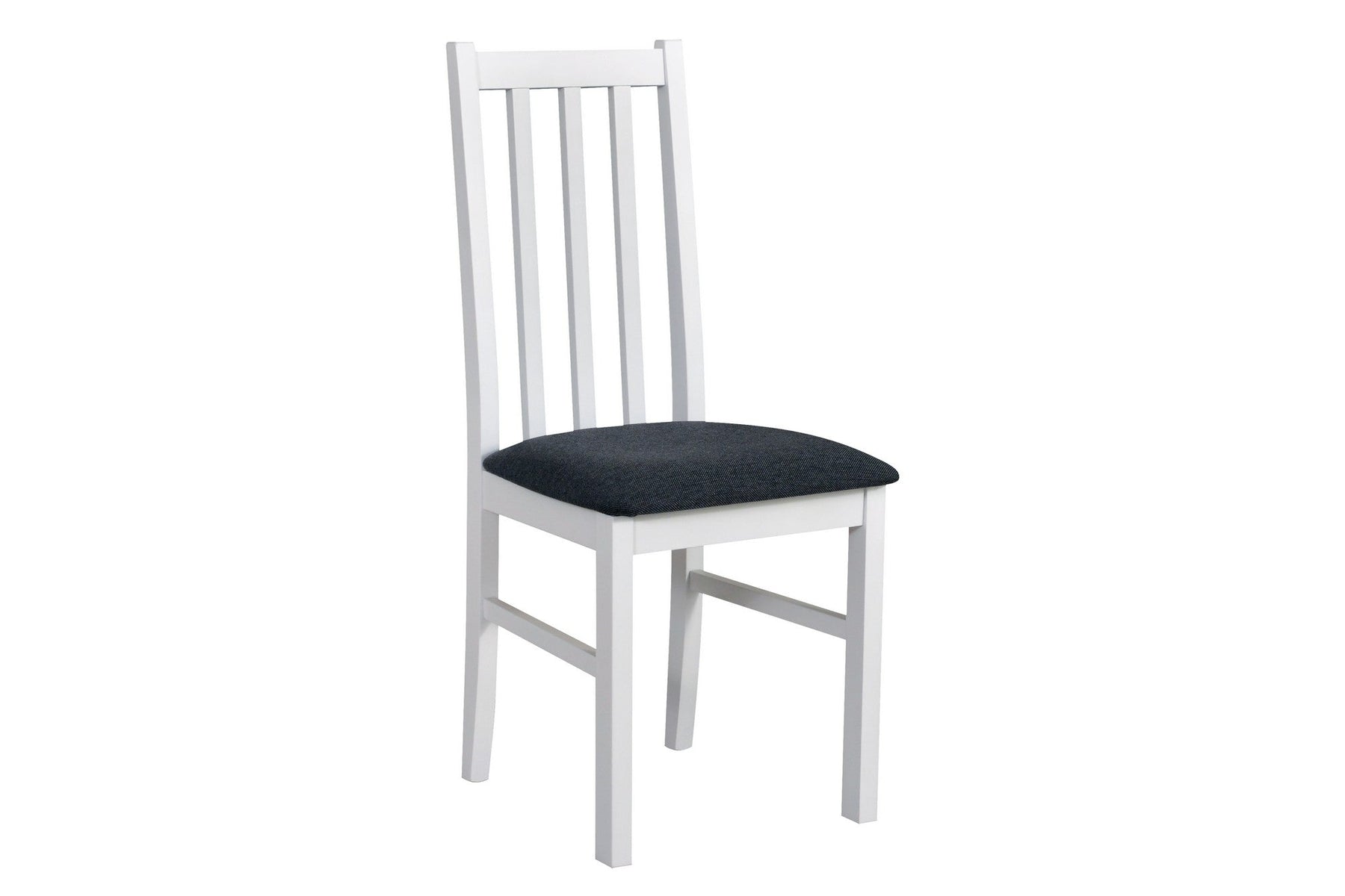 Scaun BOS 10, alb/gri inchis - Hygge 96, lemn de fag/stofa clasica, 43x40x94 cm