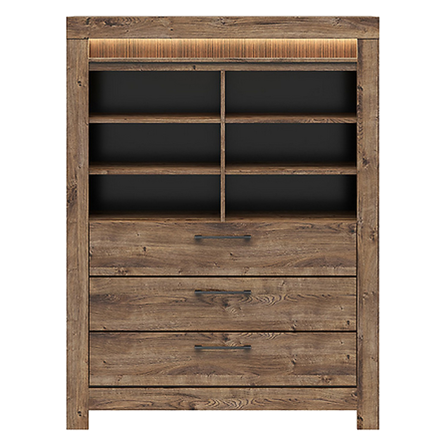 Biblioteca Torin cu 3 sertare, stejar, 45X114X150 cm