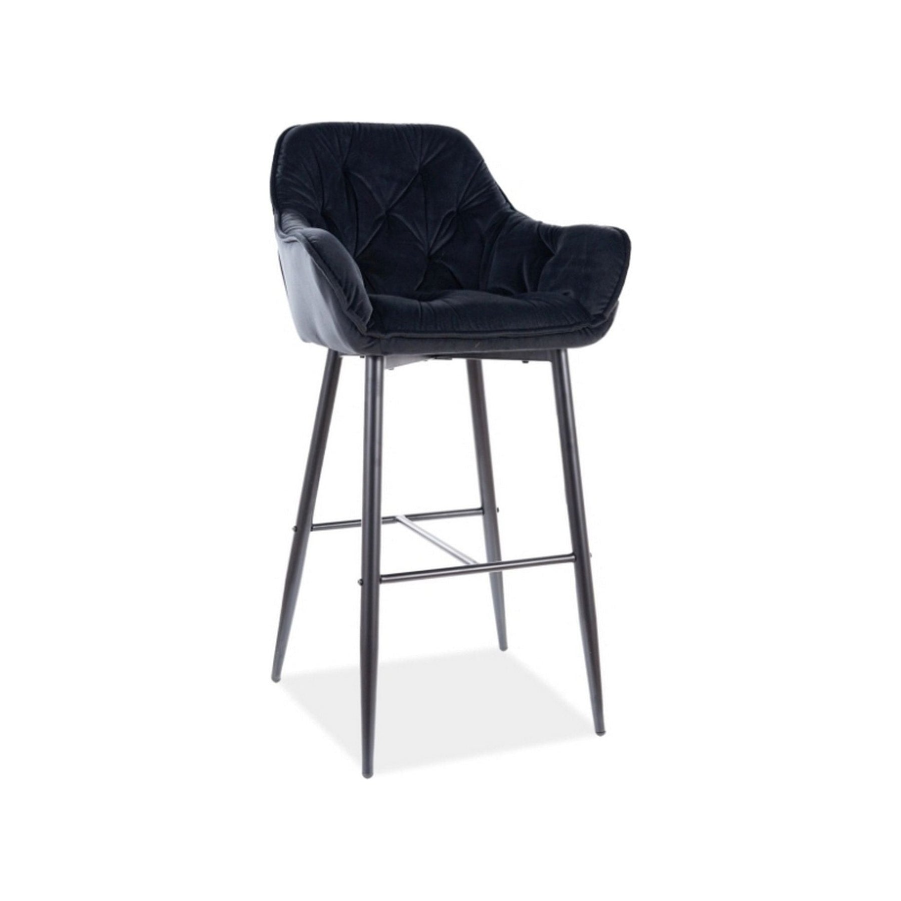Scaun bar CHERRY H-1, negru, stofa catifelata/metal, 56x40x105 cm