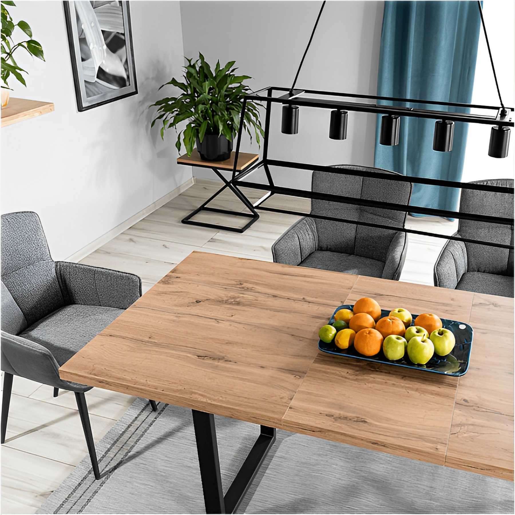 Masa extensibila VITO, stejar artisan/negru, 140-180x85x76 cm
