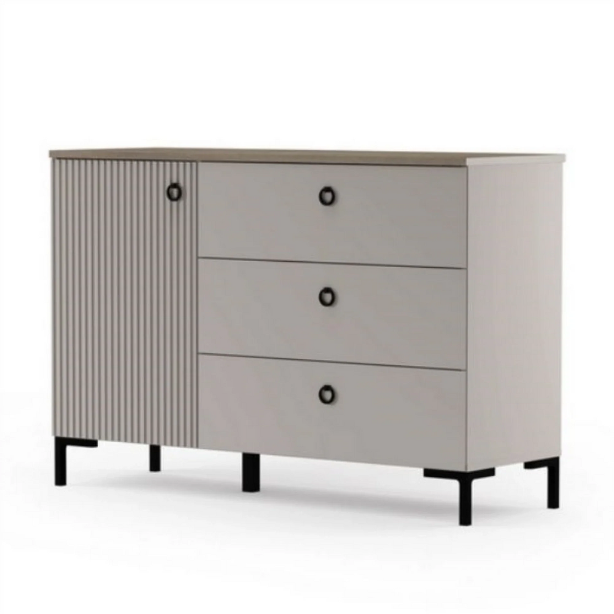 Comoda pentru living DOMINICA, grej/stejar, PAL laminat, 120x41x81 cm