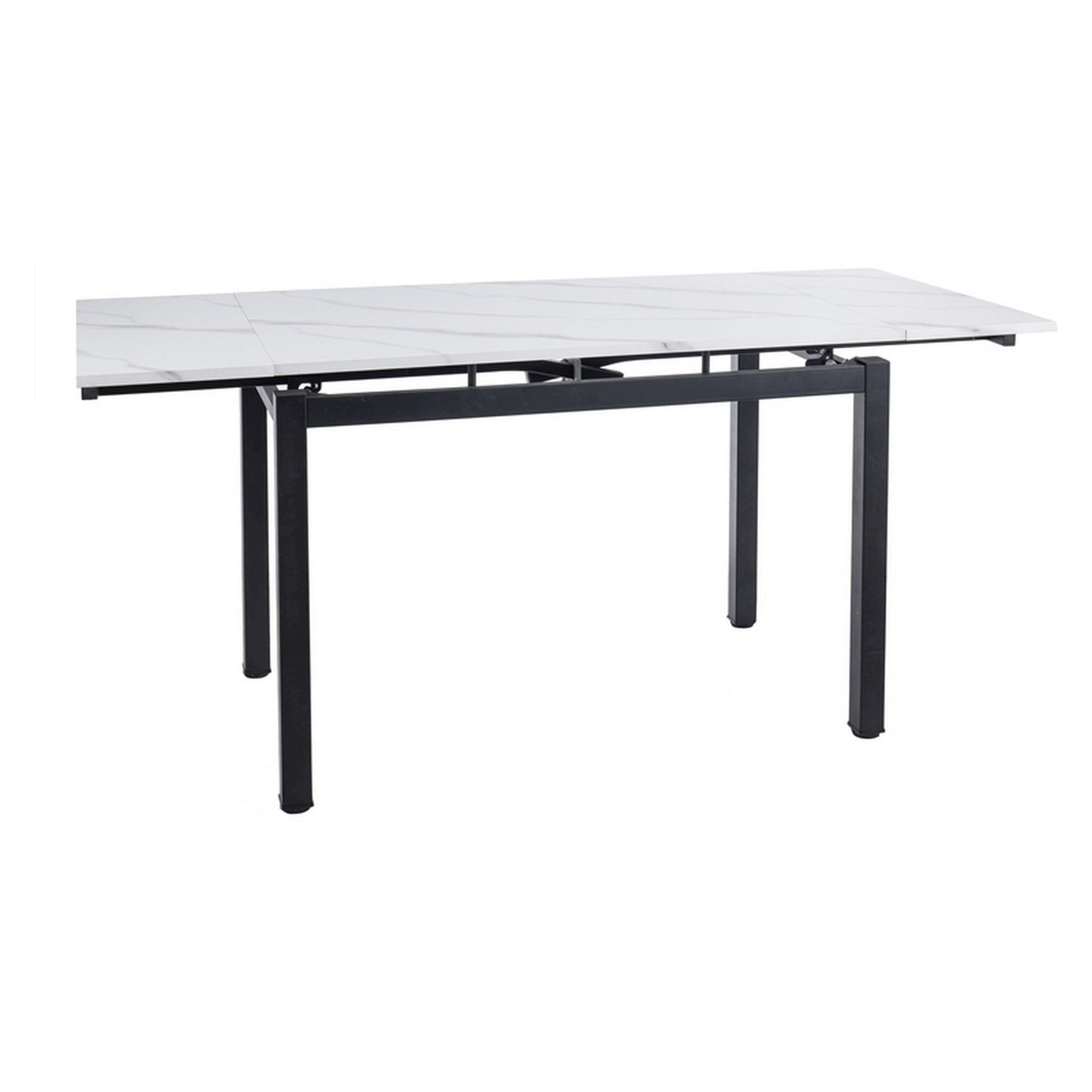 Masa extensibila GD017, alb cu efect de marmura, furnir/metal, 110-170x74x75 cm