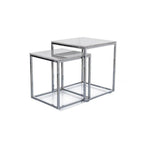 Set 2 masute GLORIA II, alb/crom, sticla/metal, 40x40x44/35x35x37 cm