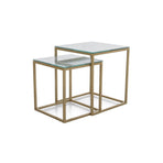 Set 2 masute GLORIA II, alb/auriu, sticla/metal, 40x40x44/35x35x37 cm