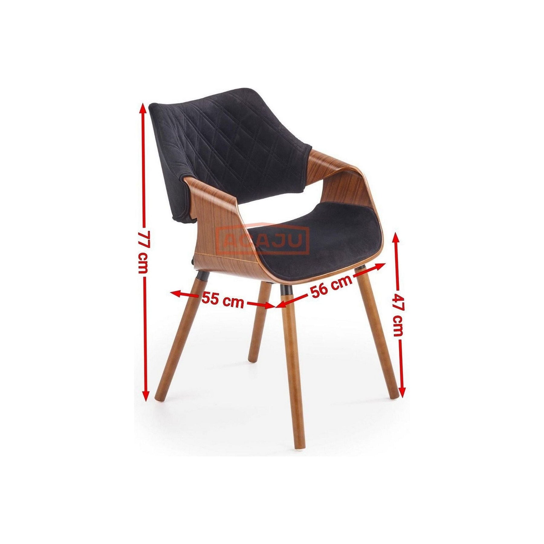 Scaun tapitat K396, nuc/negru, 56x55x77 cm