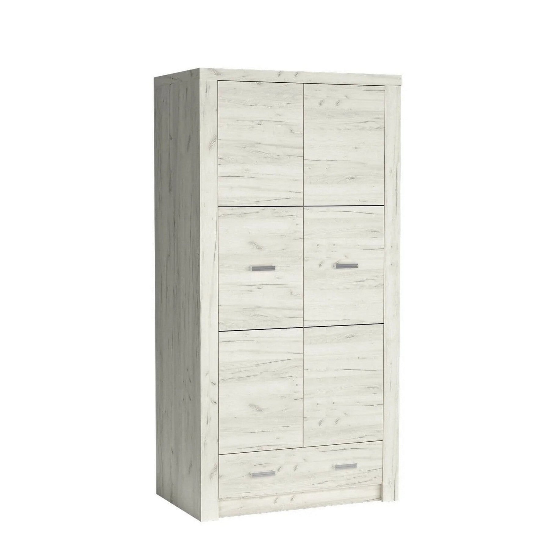 Dulap INDIANAPOLIS I1, stejar craft alb, PAL laminat, 96x58x192 cm
