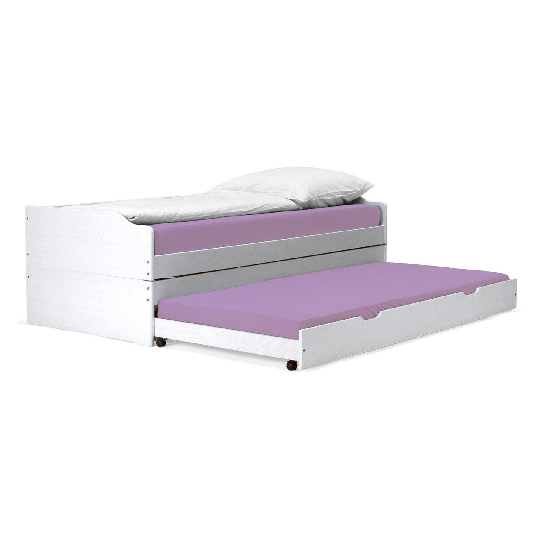 Pat cu module suplimentare extensibile FLOPY, alb, lemn, 90x200 cm