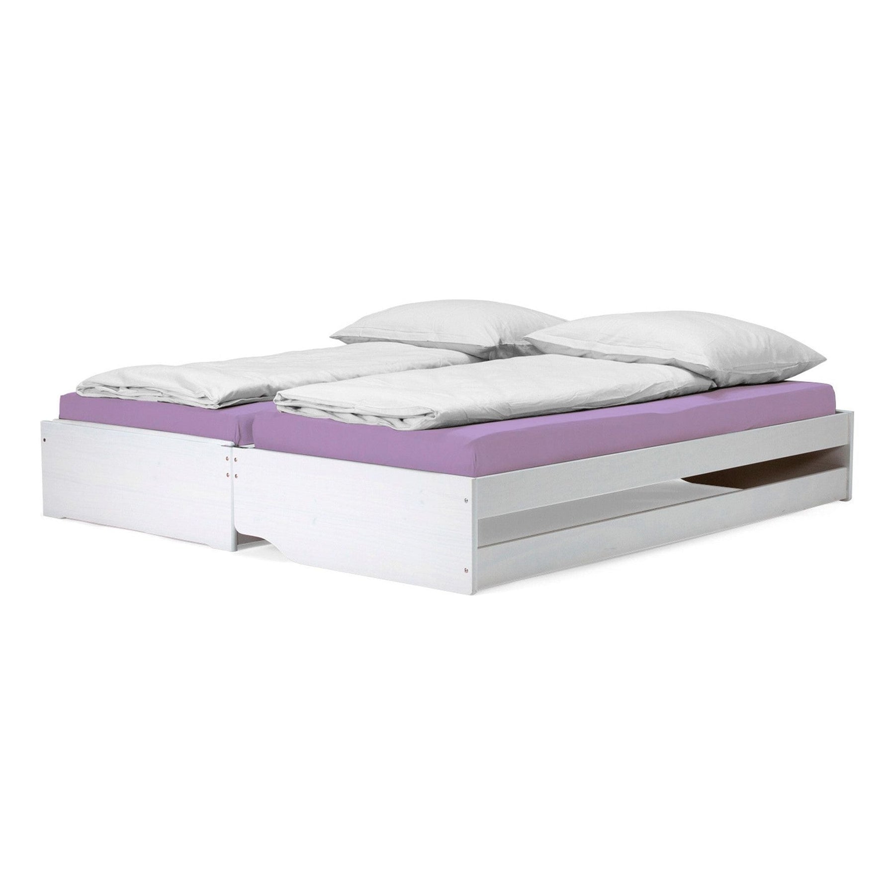 Pat cu module suplimentare extensibile FLOPY, alb, lemn, 90x200 cm