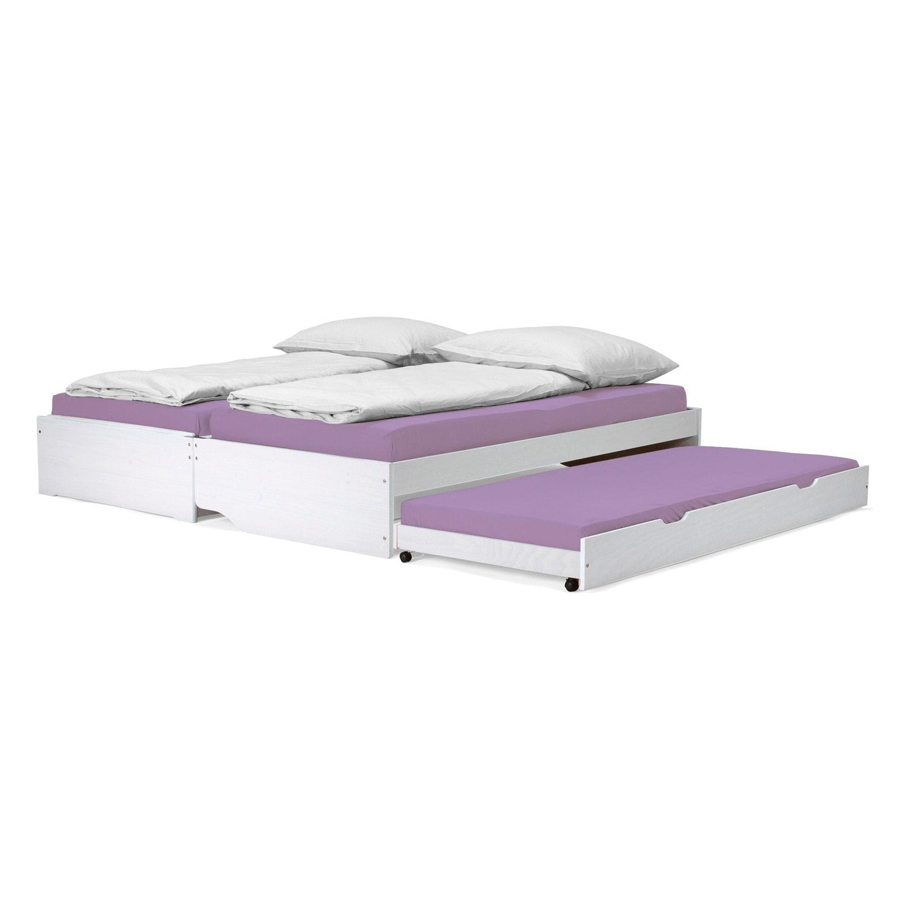 Pat cu module suplimentare extensibile FLOPY, alb, lemn, 90x200 cm