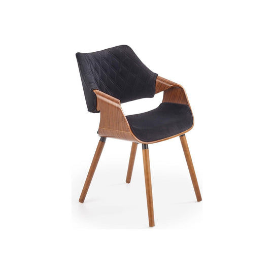 Scaun tapitat K396, negru/nuc, stofa catifelata/placaj, 56x55x77 cm
