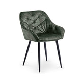Scaun tapitat K418, verde/negru, stofa clasica/metal, 56x65x81 cm