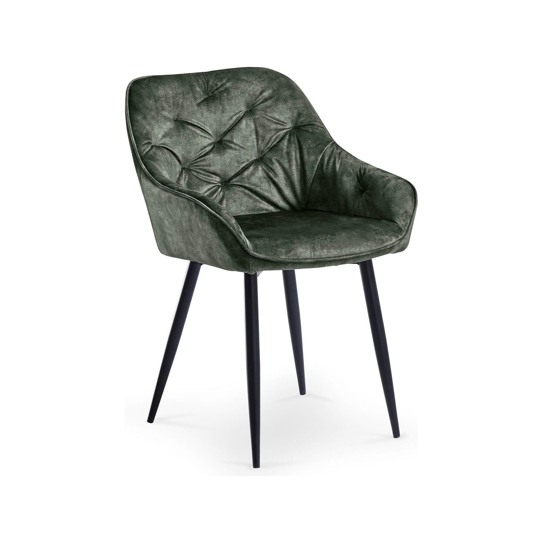 Scaun tapitat K418, verde/negru, stofa clasica/metal, 56x65x81 cm