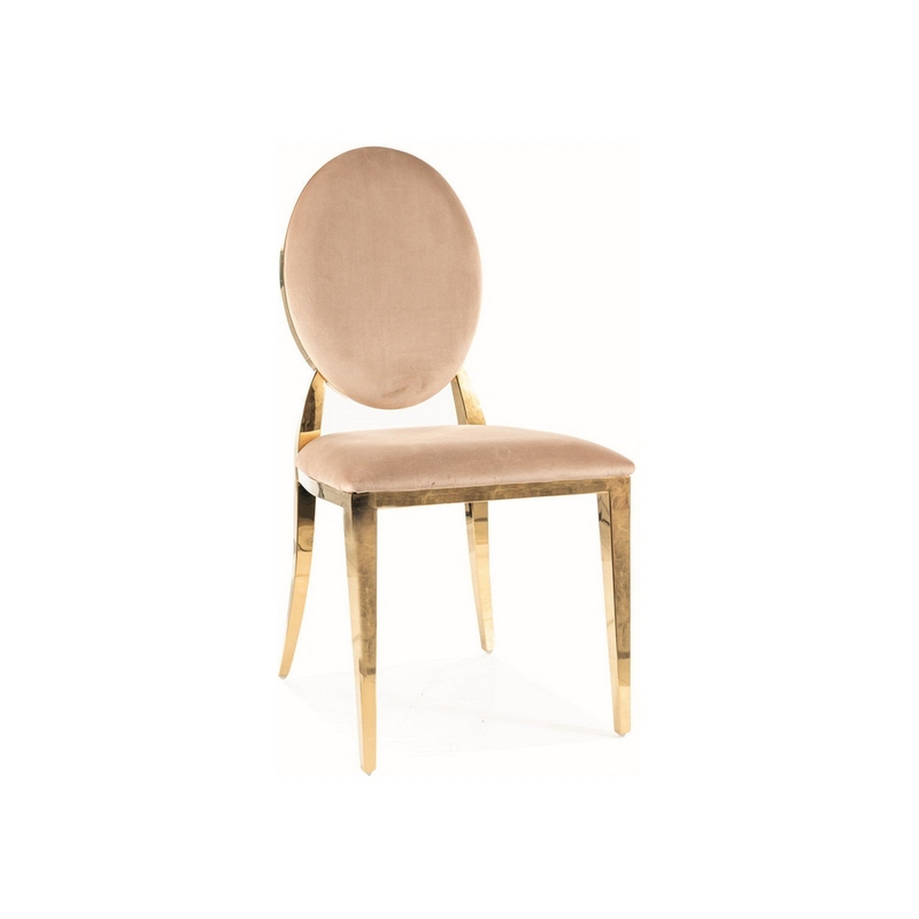 Scaun KING, bej/auriu, stofa catifelata/metal, 47x43x95 cm