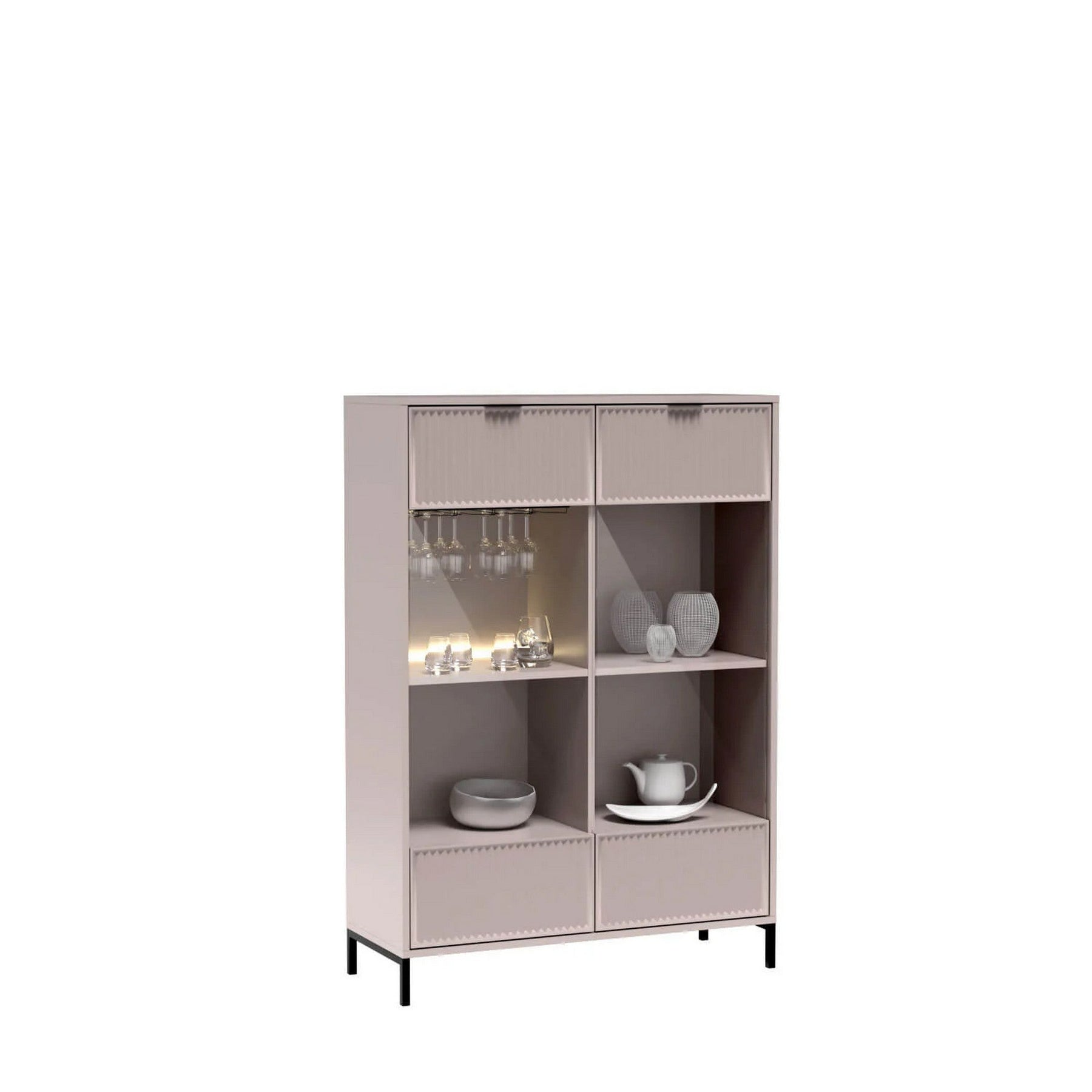 Vitrina LINKASTYLE LS8, casmir, PAL/sticla, 105x41x150 cm