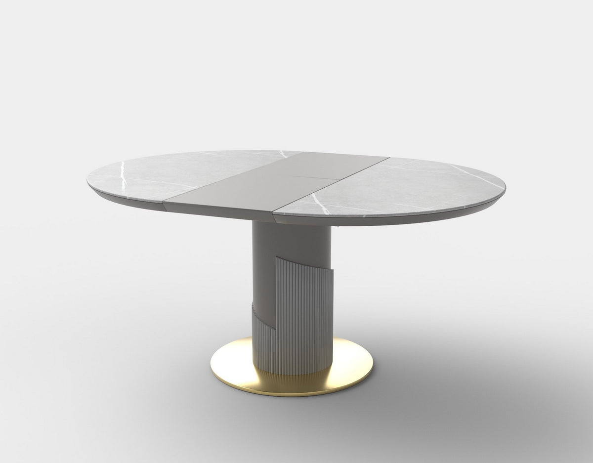 Masa extensibila MUSCAT, efect marmura gri/auriu, 120/160x120x76 cm