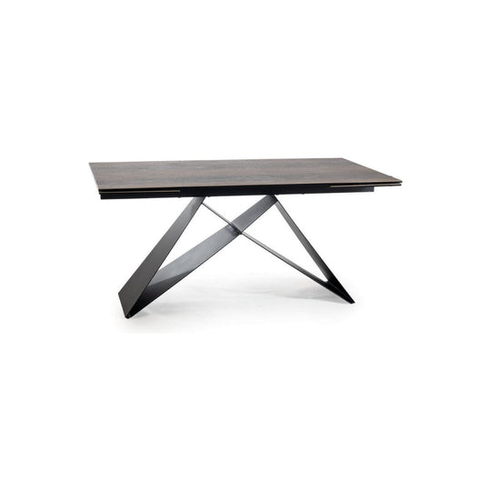 Masa extensibila WESTIN CERAMIC, sticla securizata/ceramica, maro/negru mat, 160-240x90x77 cm