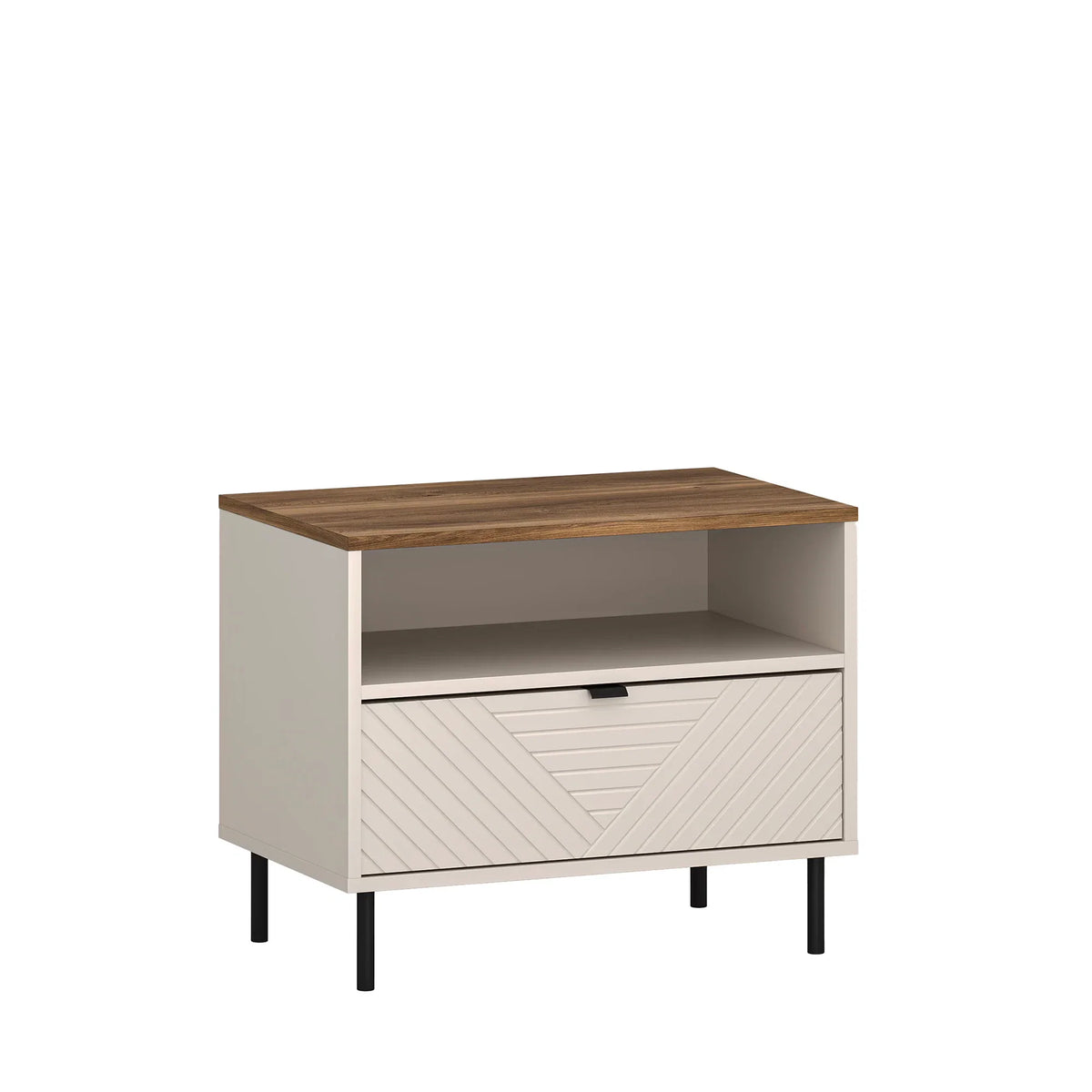 Noptiera pentru dormitor EVO, casmir/stejar, PAL laminat, 64x40x52 cm