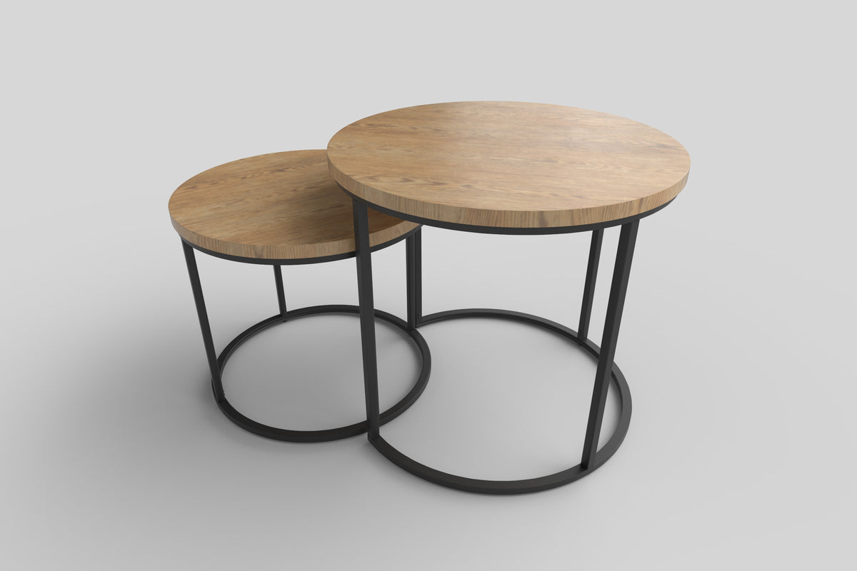 Set mese de cafea stejar auriu Oreo, Ø43/53XH35/45 cm