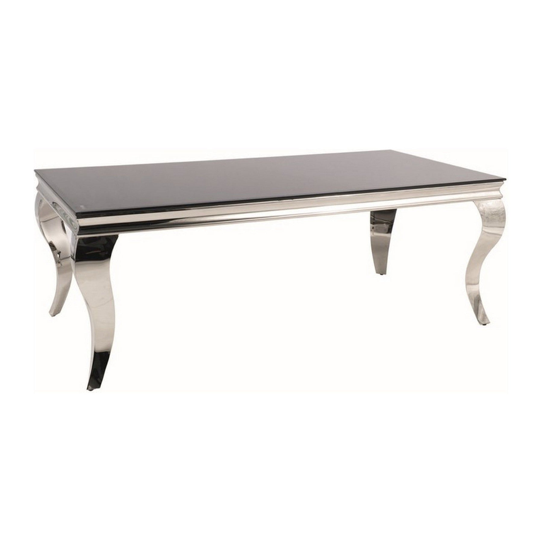 Masuta de cafea PRINCE A, ceramica/otel, negru/crom, 120X60X45 cm