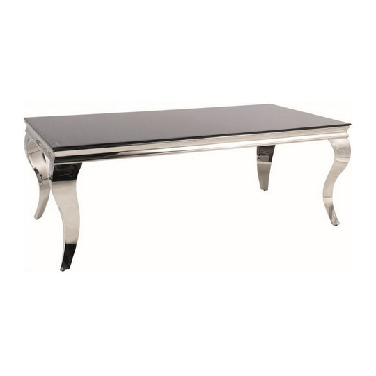 Masuta de cafea PRINCE A, ceramica/otel, negru/crom, 120X60X45 cm