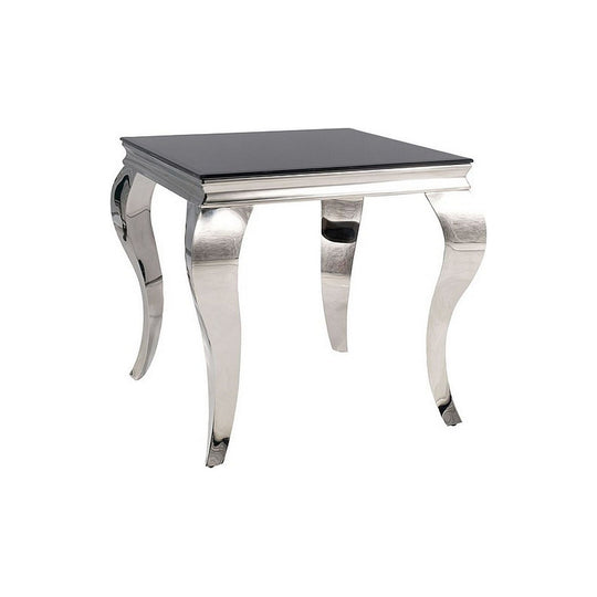 Masuta cafea PRINCE B, sticla/metal, negru/crom, 55X55 cm