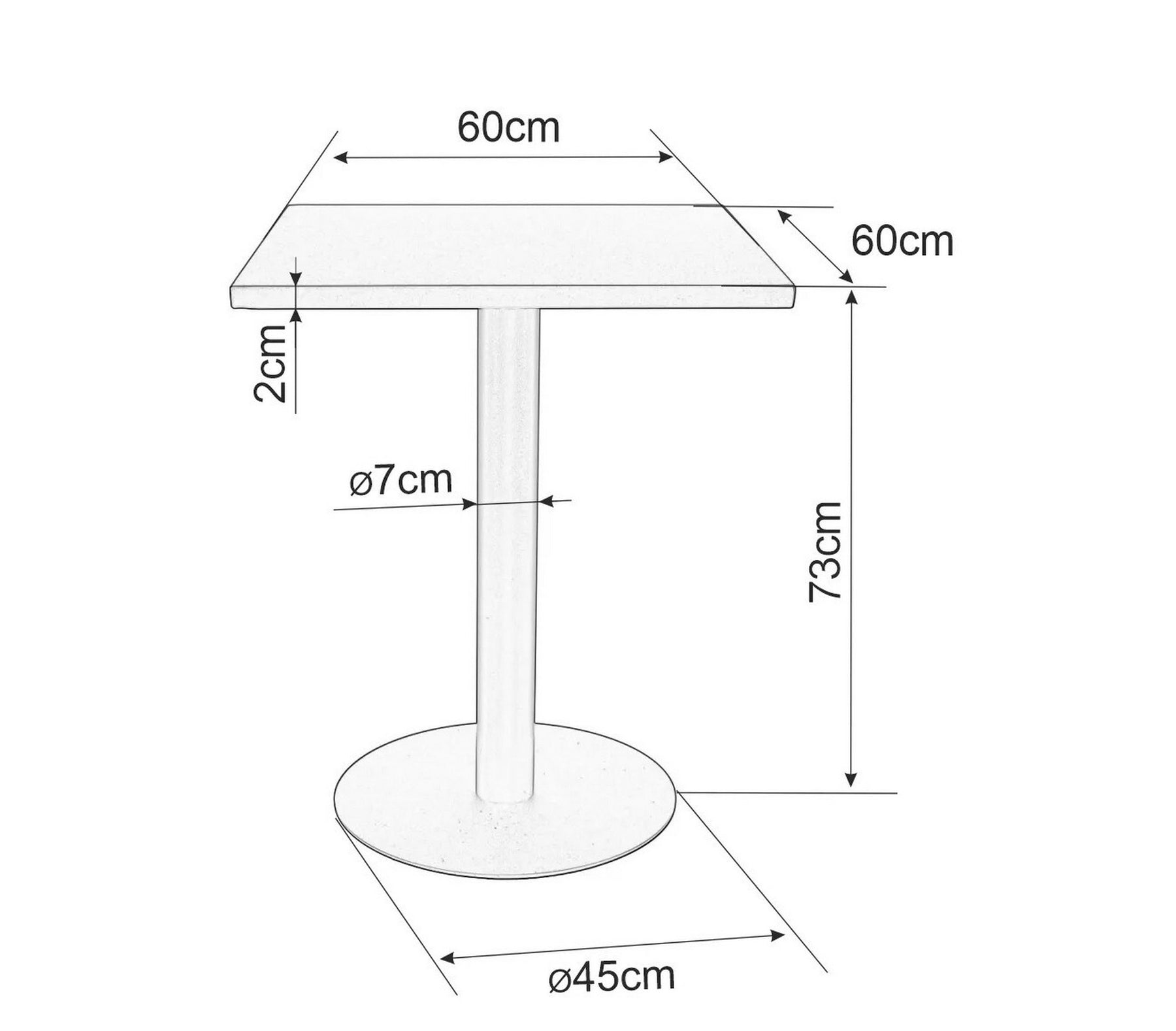 Masa PUB K, negru, metal, 60x60x73 cm