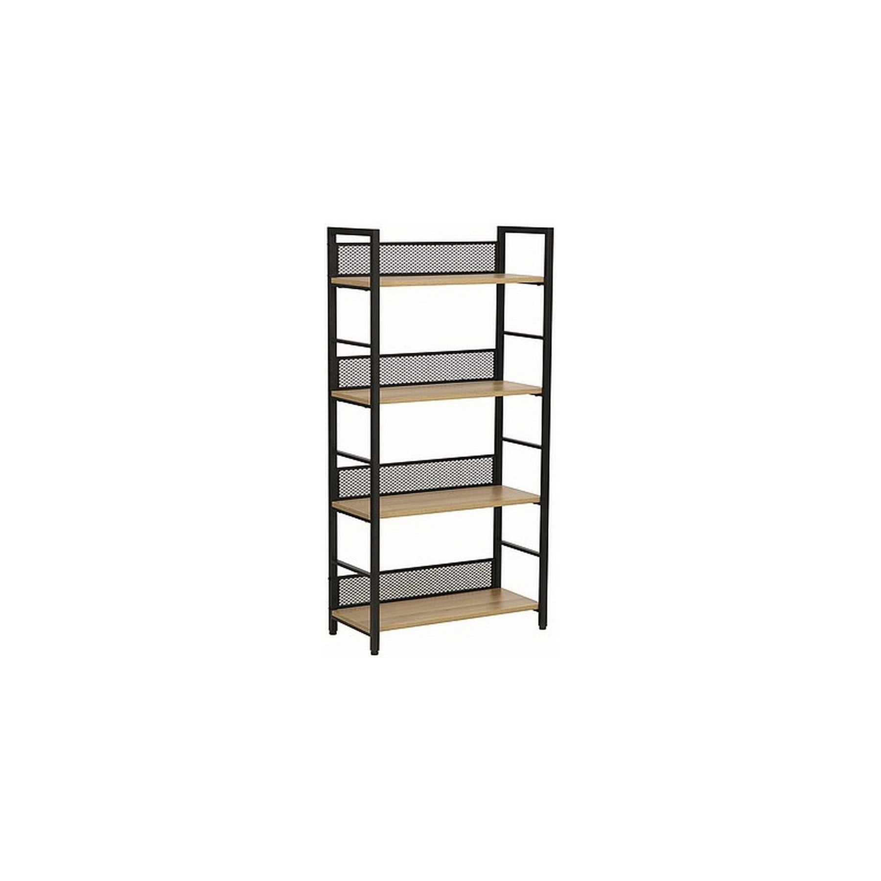 Biblioteca RAW R4, PAL/metal, stejar/negru mat, 60x28x121 cm