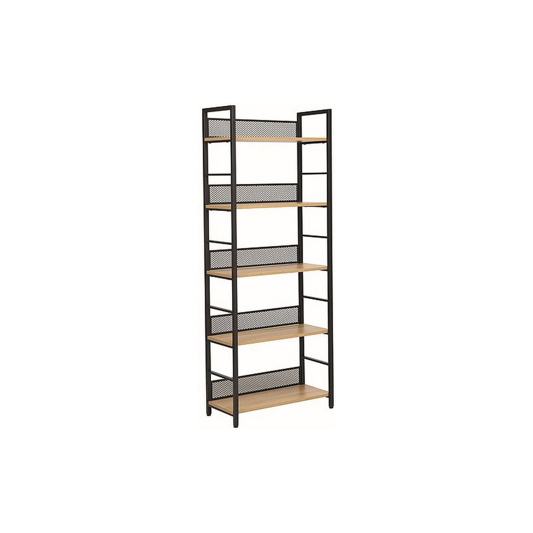 Biblioteca RAW R5, PAL/metal, stejar/negru mat, 60x28x154 cm