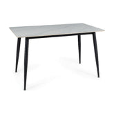Masa RION, ceramica/metal, alb/negru mat, 160x90X76 cm