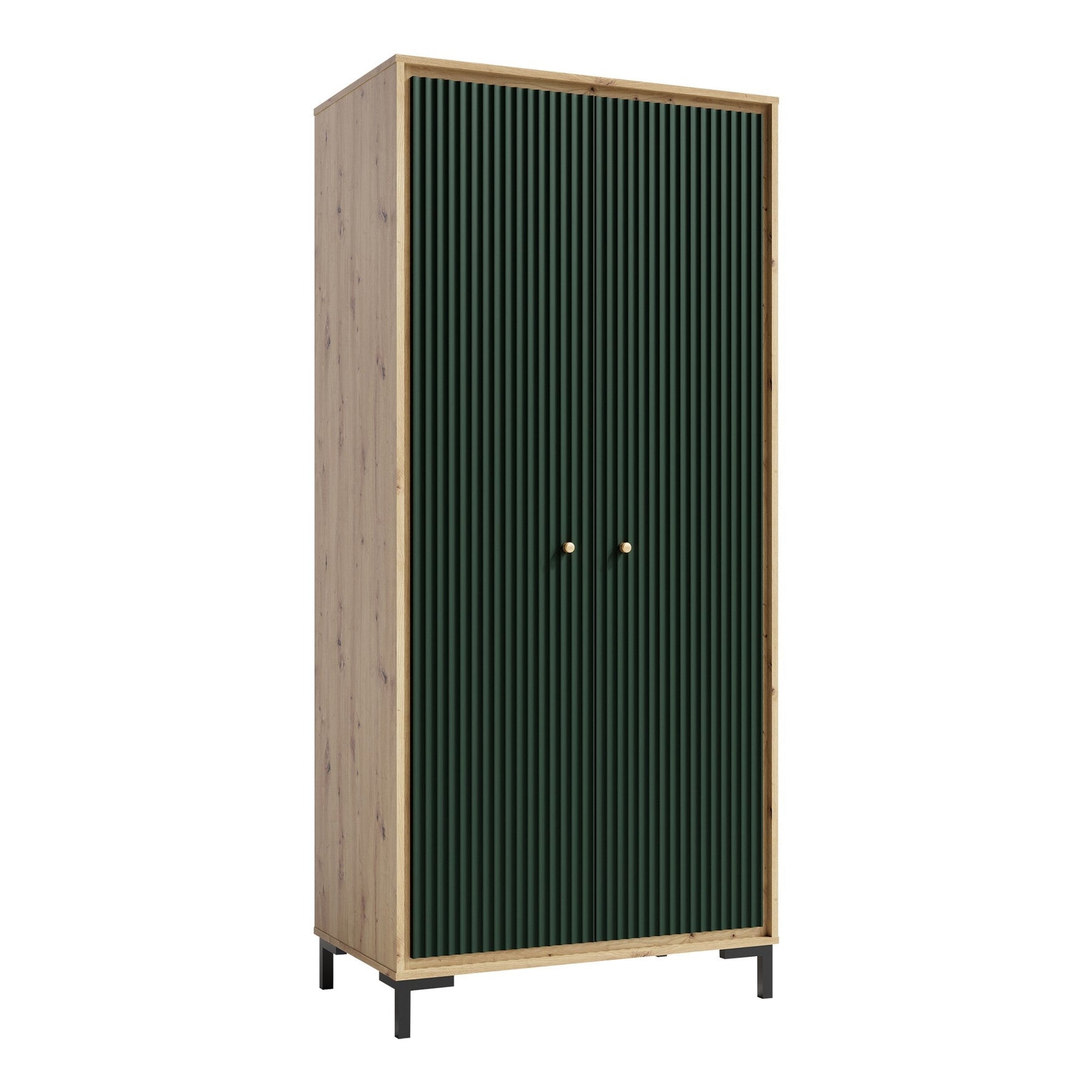 Dulap PARII PA01, stejar artisan/verde, PAL laminat, 89x54x196 cm