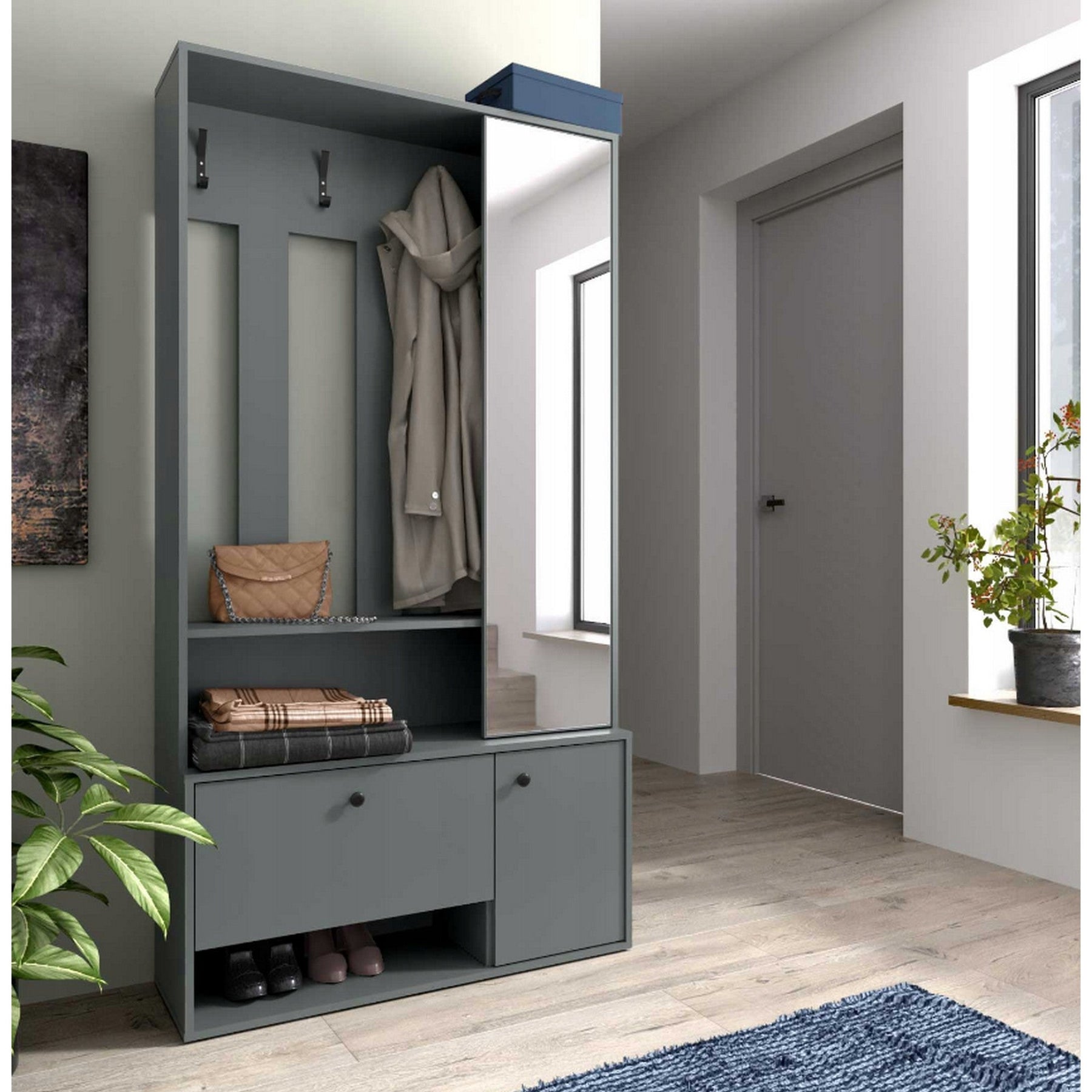 Set hol SPOT, verde, PAL laminat/metal, 100x33x191 cm