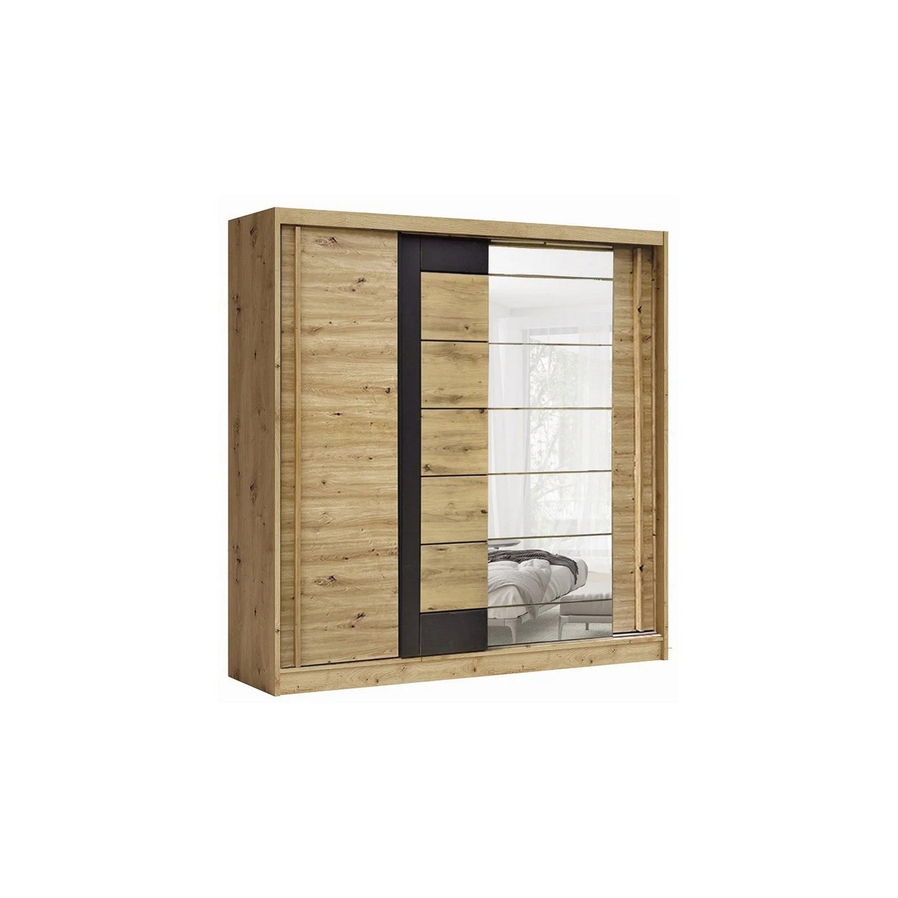 Dulap AVANTGARDE AV4-20, stejar artisan/gri grafit, PAL, cu 2 usi, 200x59x215 cm