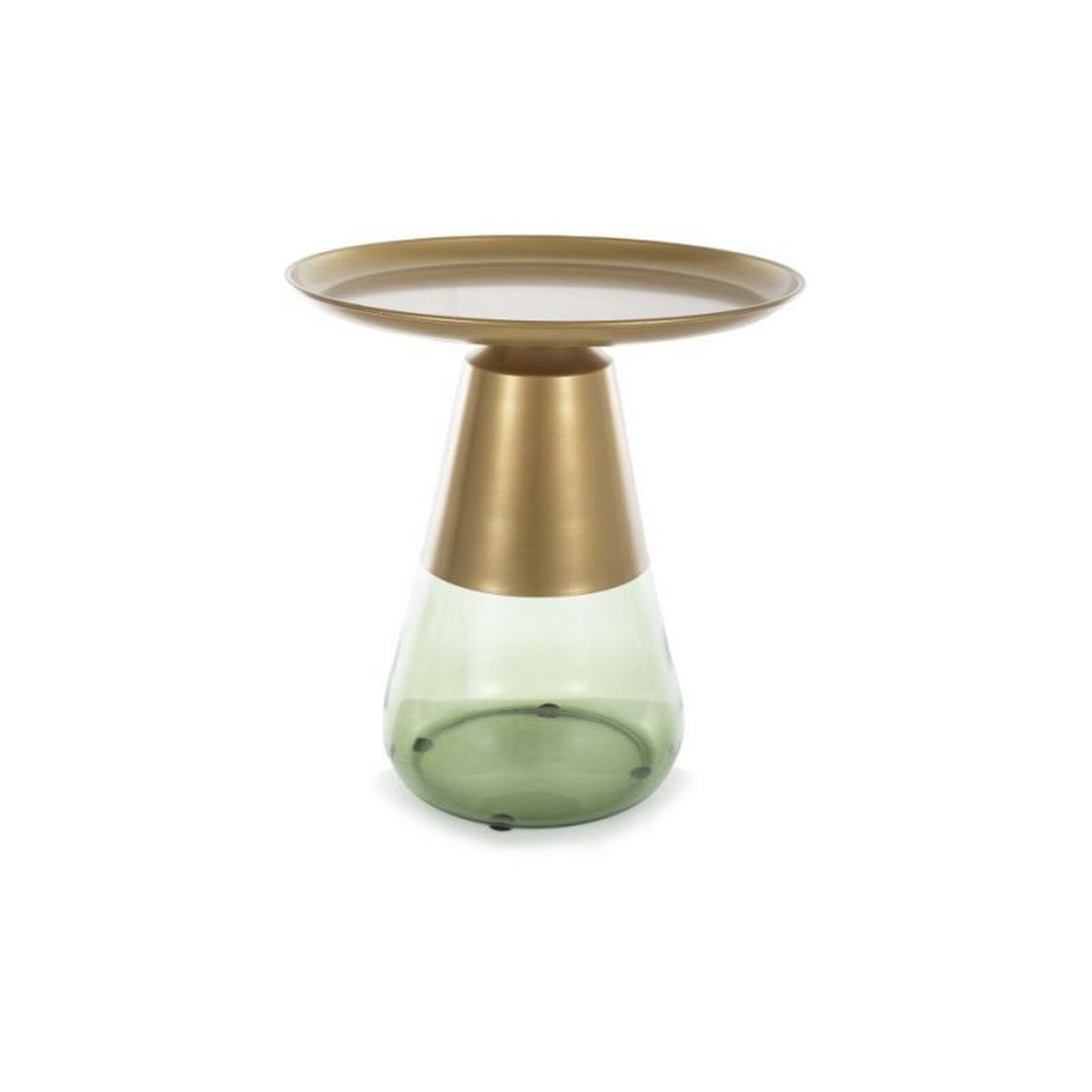 Masuta cafea TIFFANY A GOLD, verde/auriu, metal/sticla, 50x52 cm