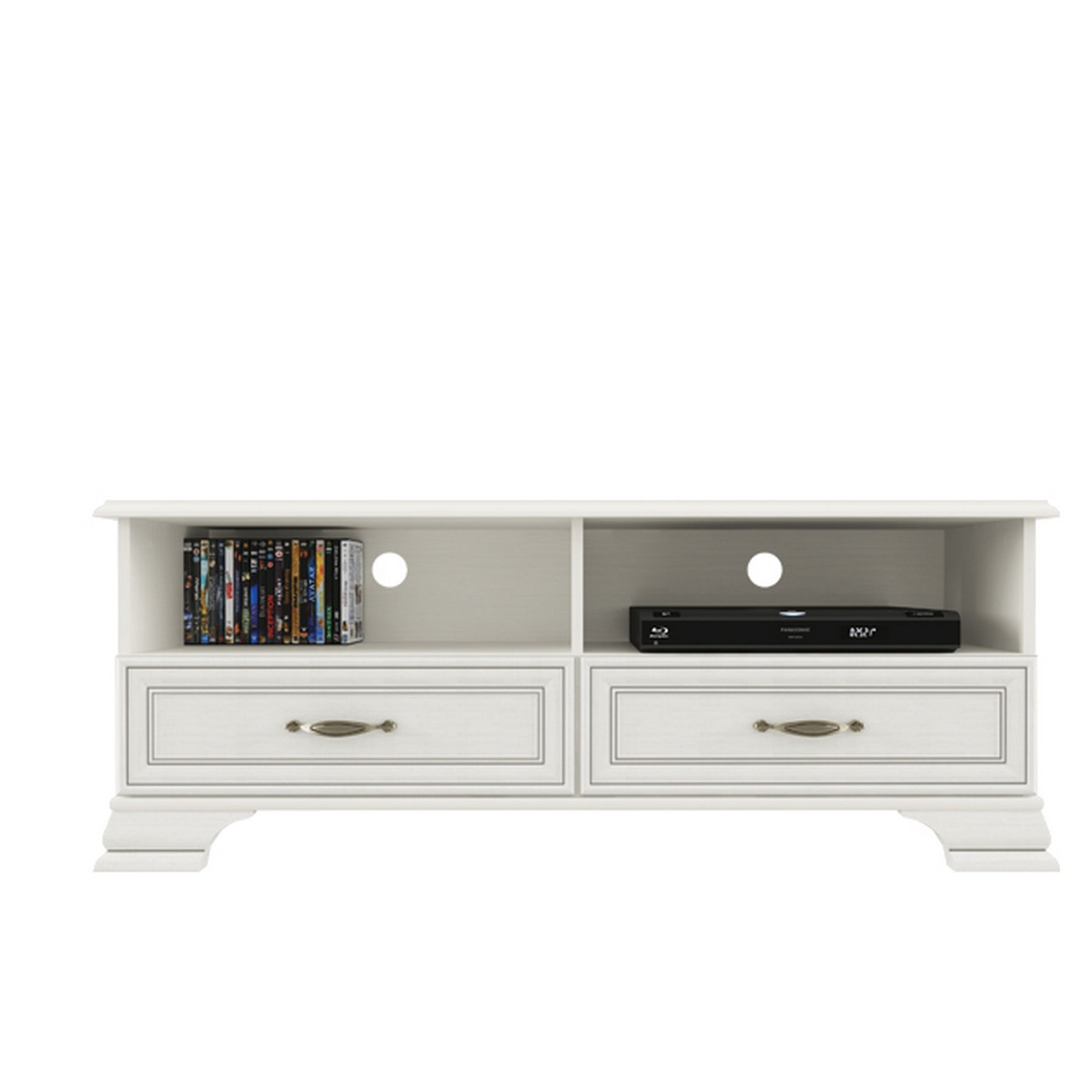 Set living woodline crem Tiffany (Tiffy) 2, format dintr-o vitrina, comoda TV si raft