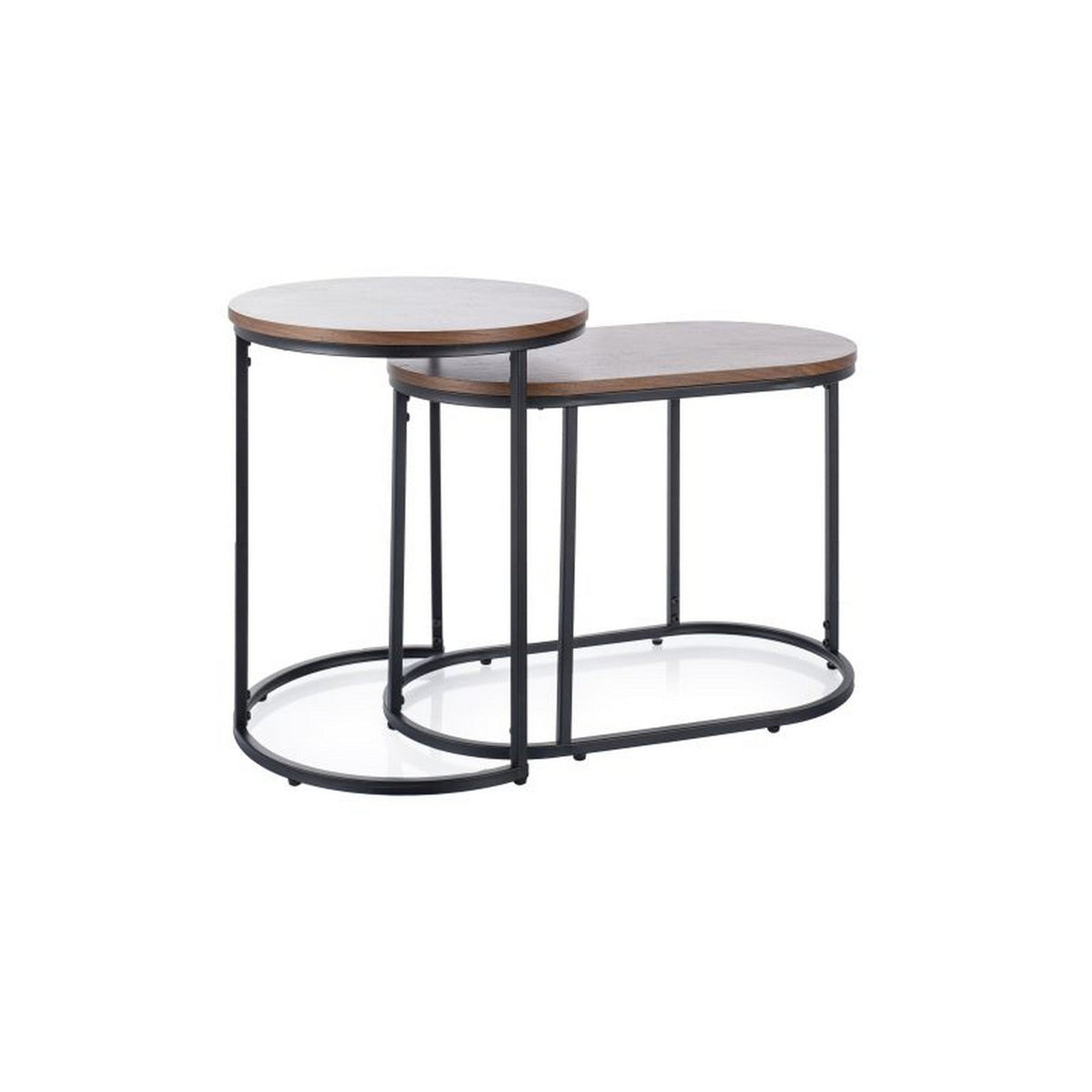 Set 2 masute cafea TWINGO, nuc/negru mat, furnir/metal