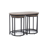 Set 3 masute TWIX, nuc/negru, furnir/metal